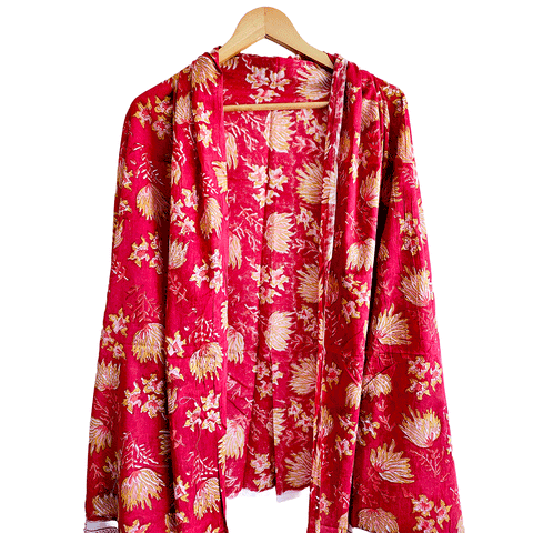 Bagru Block Print Sarong, Sarong Beach Wrap, Cotton Sarong,Pareo, Summer Pareo ,Size 45X80 Inc (Red Colour)