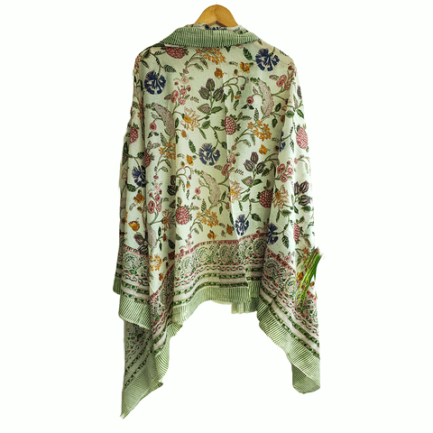 Bagru Block Print Sarong, Sarong Beach Wrap, Cotton Sarong,Pareo, Summer Pareo ,Size 45X80 Inc(light green)