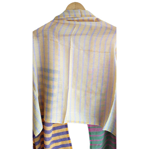 Earthy Elegance Embroidered Wool Stole | Blue | Warm Winter Wrap (ISYVMW011)