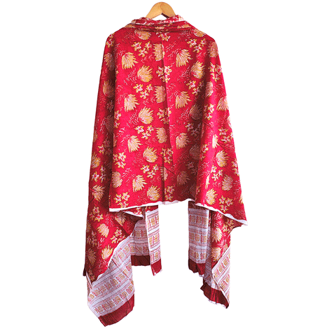 Bagru Block Print Sarong, Sarong Beach Wrap, Cotton Sarong,Pareo, Summer Pareo ,Size 45X80 Inc (Red Colour)