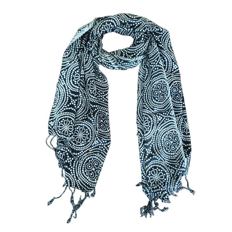 India Scarves Women's Viscose Geoi Design black and white colour Fragrance Stole, 75 Cm x 185 Cm