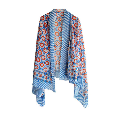 Bagru Block Print Sarong, Sarong Beach Wrap, Cotton Sarong,Pareo, Summer Pareo ,Size 45X80 Inc