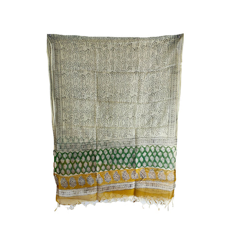 India Scarves Bagru Hand Block Floral kota Doria silk cotton Dupatta