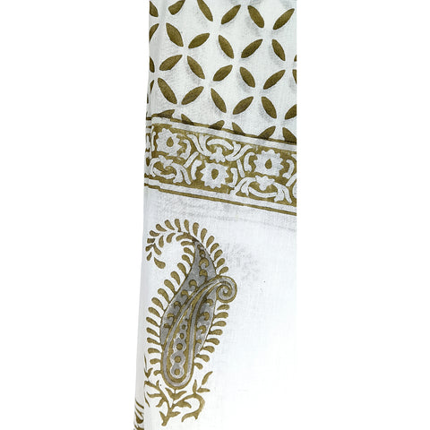 Bagru Hand Block Printed Pure Cotton White colour floral Stole