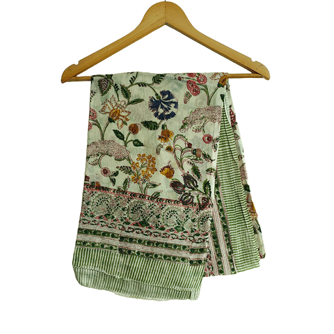 Bagru Block Print Sarong, Sarong Beach Wrap, Cotton Sarong,Pareo, Summer Pareo ,Size 45X80 Inc(light green)