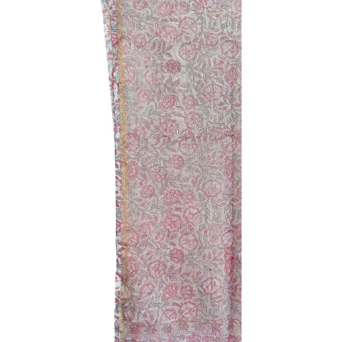 New India Scarves Kota Doria Cotton Silk Pink Floral Dupatta…