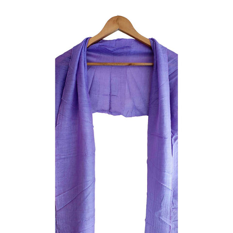 India Scarves Silk Stole, Plain, 51 cm Width x 65 cm Length, Lightweight (Purple)
