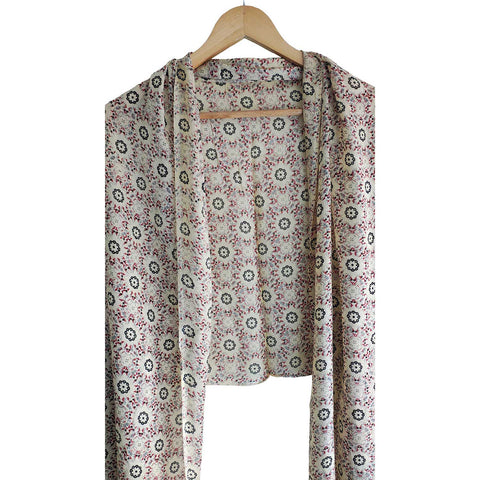 Women's Reversible Silk Viscose Summer Stole, with Fringe Tassels, 185 x 75 cm