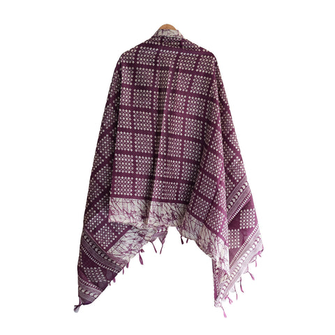 Khadi Cotton Floral Print Design Dupatta (Purple)