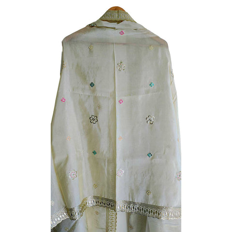 India Scarves Silk Dupatta with Intricate Embroidery