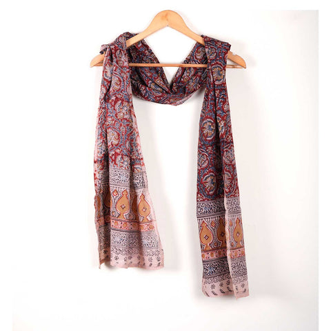 Indian Scarves Women's Kalamkari cotton stole Size  55x194 cm