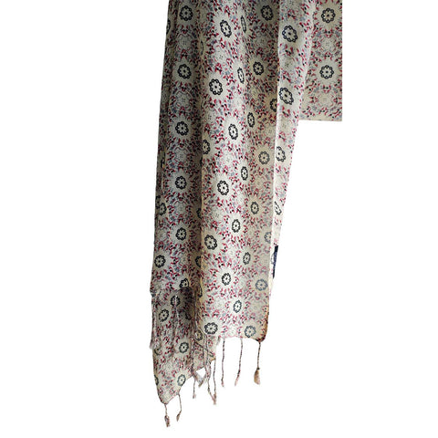 Women's Reversible Silk Viscose Summer Stole, with Fringe Tassels, 185 x 75 cm