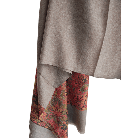 Earthy Elegance Embroidered Wool Stole | Artisan Winter Wrap for Women