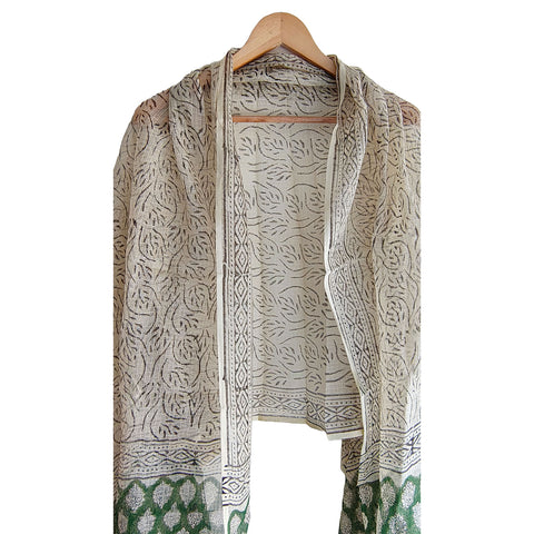 India Scarves Bagru Hand Block Floral kota Doria silk cotton Dupatta