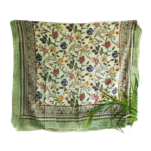 Bagru Block Print Sarong, Sarong Beach Wrap, Cotton Sarong,Pareo, Summer Pareo ,Size 45X80 Inc(light green)