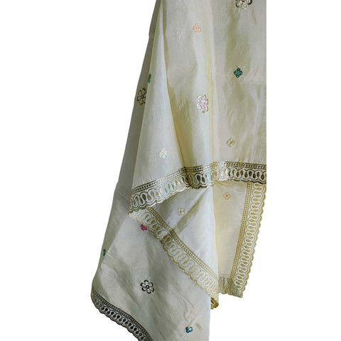 India Scarves Silk Dupatta with Intricate Embroidery