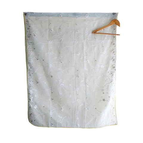 India Scarve's Net Cut Goldan Embroidered Floral Design  Dupatta