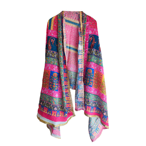 Pakistani Digital Printed Chinnon Dupatta With Heavy Mirror Work(Pink Color)