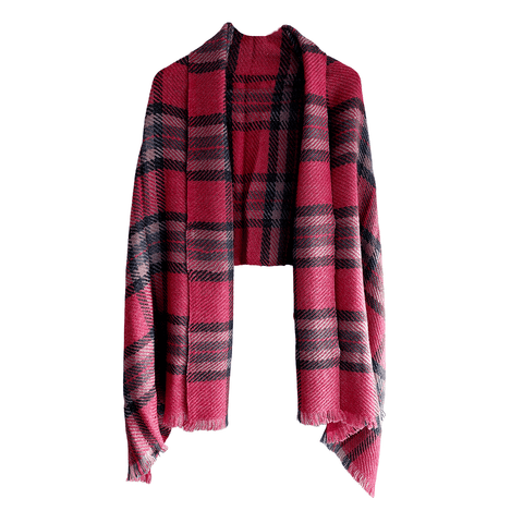 Earthy Elegance Embroidered Wool Stole | Red | Warm Winter Wrap for Women
