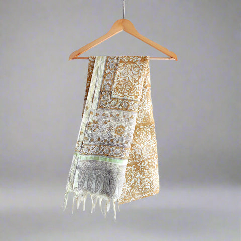 Chanderi Kalamkari Hand Block Printed Duptta