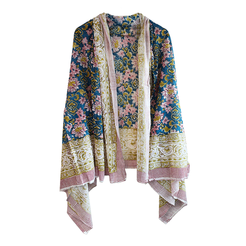 Bagru Block Print Sarong, Sarong Beach Wrap, Cotton Sarong,Pareo, Summer Pareo ,Size 45X80 Inc(Floral Printed )