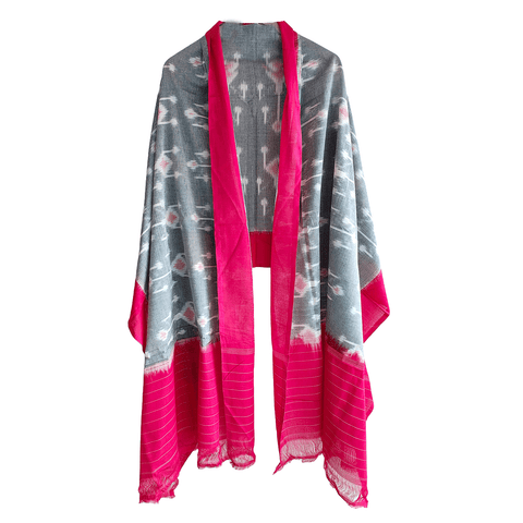Eternal Beauty Handwoven Pochampally Ikat Silk Dupatta with Zari Elegance