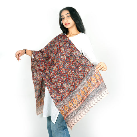 Indian Scarves Women's Kalamkari cotton stole Size  55x194 cm