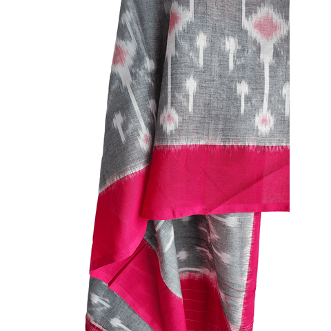 Eternal Beauty Handwoven Pochampally Ikat Silk Dupatta with Zari Elegance