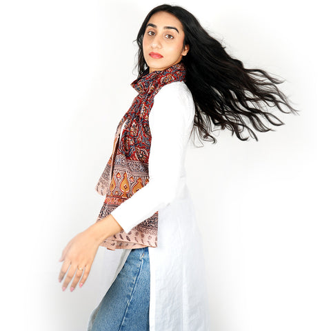 Indian Scarves Women's Kalamkari cotton stole Size  55x194 cm