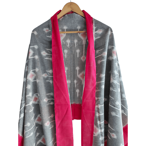 Eternal Beauty Handwoven Pochampally Ikat Silk Dupatta with Zari Elegance