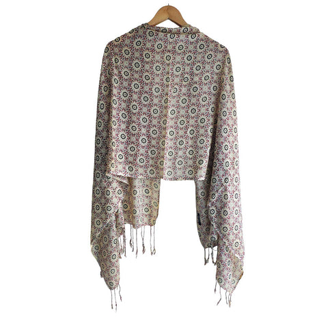 Women's Reversible Silk Viscose Summer Stole, with Fringe Tassels, 185 x 75 cm