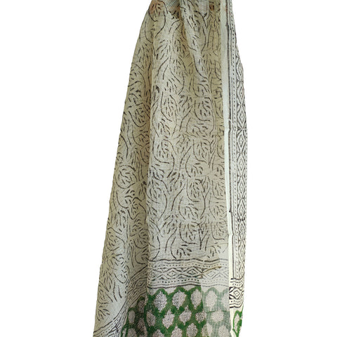 India Scarves Bagru Hand Block Floral kota Doria silk cotton Dupatta