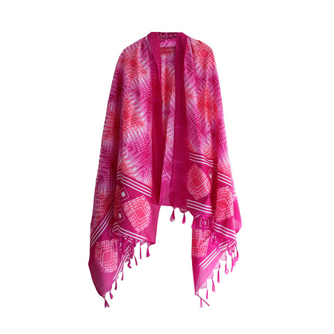 Khadi Cotton Floral Print Design Dupatta (pink colour)