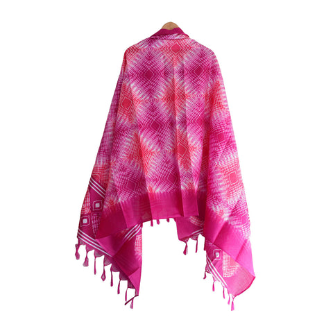 Khadi Cotton Floral Print Design Dupatta (pink colour)