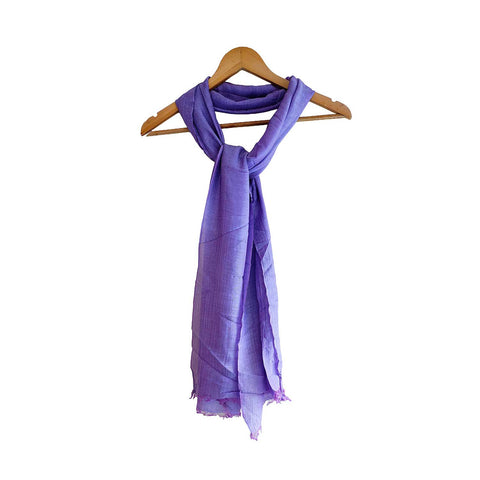 India Scarves Silk Stole, Plain, 51 cm Width x 65 cm Length, Lightweight (Purple)