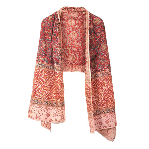 Indian Scarves Women's Kalamkari cotton stole Size  55x194 cm