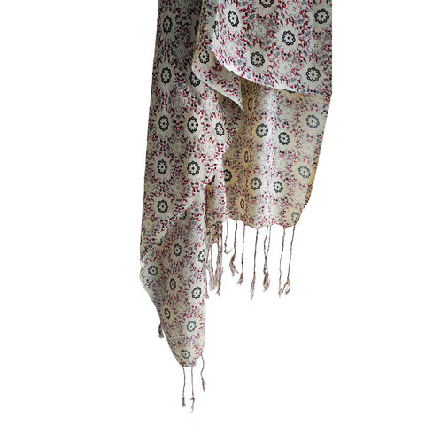 Women's Reversible Silk Viscose Summer Stole, with Fringe Tassels, 185 x 75 cm
