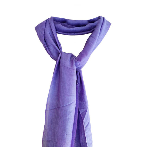 India Scarves Silk Stole, Plain, 51 cm Width x 65 cm Length, Lightweight (Purple)