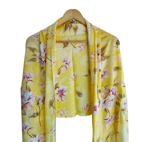India Scarves Women's Viscose Geoi Design Yellow colour Fragrance Stole, 75 Cm x 185 Cm