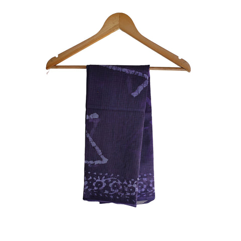 India Scarves Bagru Hand Block Floral kota Doria silk cotton Dupatta (Dark Blue)