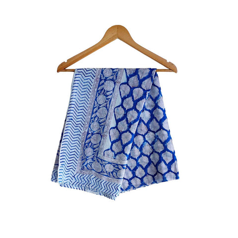 Bagru Block Print Sarong, Sarong Beach Wrap, Cotton Sarong,Pareo, Summer Pareo Blue Color ,Size 45X80 Inc
