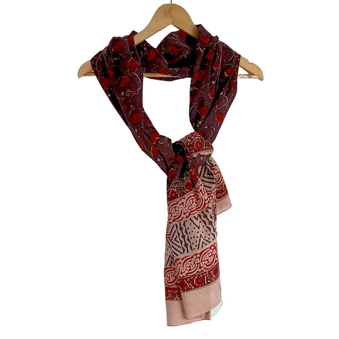 Bagru Hand Block Printed Pure Cotton White colour floral Stole