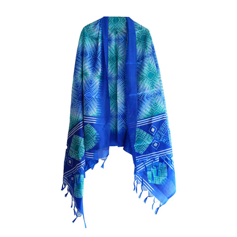 Khadi Cotton Floral Print Design Dupatta (Blue color)