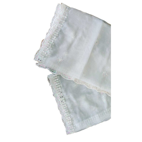 India Scarve's Net Cut Goldan Embroidered Floral Design  Dupatta