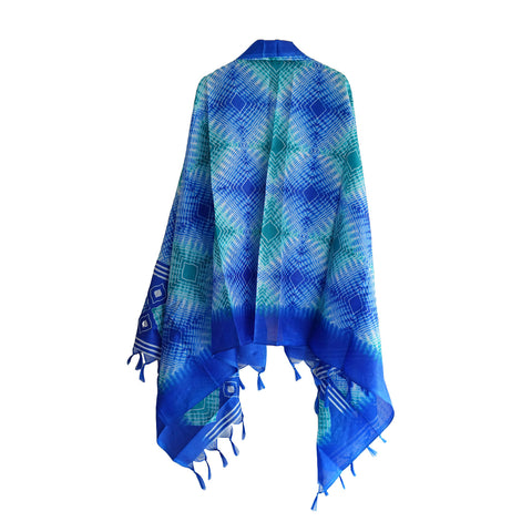 Khadi Cotton Floral Print Design Dupatta (Blue color)