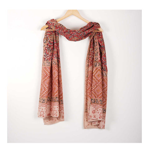 Indian Scarves Women's Kalamkari cotton stole Size  55x194 cm