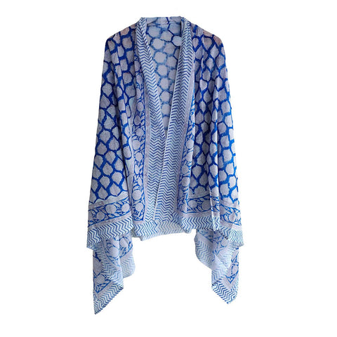 Bagru Block Print Sarong, Sarong Beach Wrap, Cotton Sarong,Pareo, Summer Pareo Blue Color ,Size 45X80 Inc