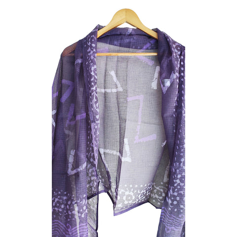 India Scarves Bagru Hand Block Floral kota Doria silk cotton Dupatta (Dark Blue)