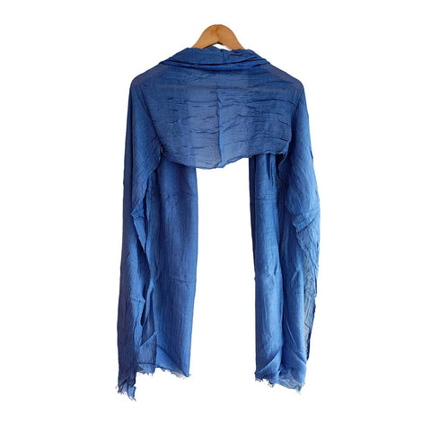 India Scarves Silk Stole, Plain, 51 cm Width x 65 cm Length, Lightweight (Dark Blue)