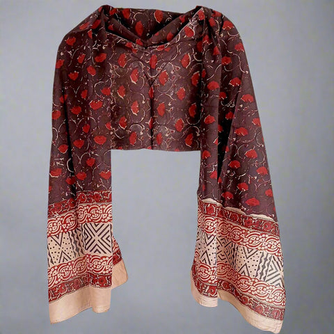 Bagru Hand Block Printed Pure Cotton White colour floral Stole